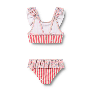 Купальник раздельный Wheat "Bothilda Pink Heart Flowers", цветущие полоски